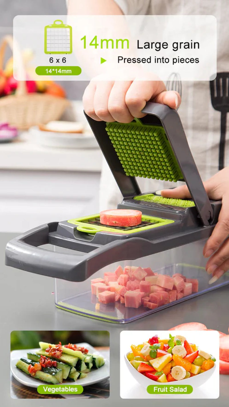 14-in-1 Vegetable & Fruit Chopper – Professional Grade Slicer, Dicer, Cutter & Kitchen Tool