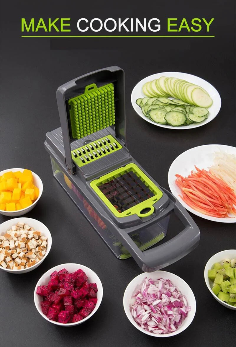 14-in-1 Vegetable & Fruit Chopper – Professional Grade Slicer, Dicer, Cutter & Kitchen Tool