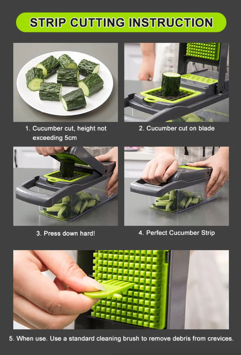 14-in-1 Vegetable & Fruit Chopper – Professional Grade Slicer, Dicer, Cutter & Kitchen Tool