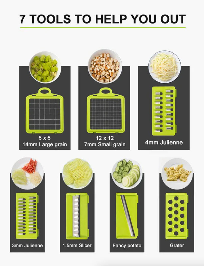 14-in-1 Vegetable & Fruit Chopper – Professional Grade Slicer, Dicer, Cutter & Kitchen Tool