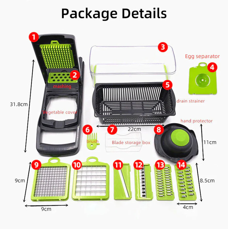 14-in-1 Vegetable & Fruit Chopper – Professional Grade Slicer, Dicer, Cutter & Kitchen Tool