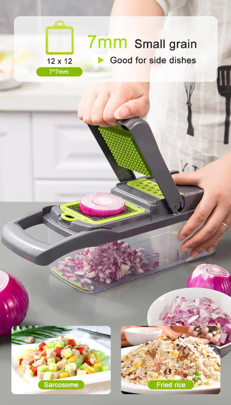 14-in-1 Vegetable & Fruit Chopper – Professional Grade Slicer, Dicer, Cutter & Kitchen Tool