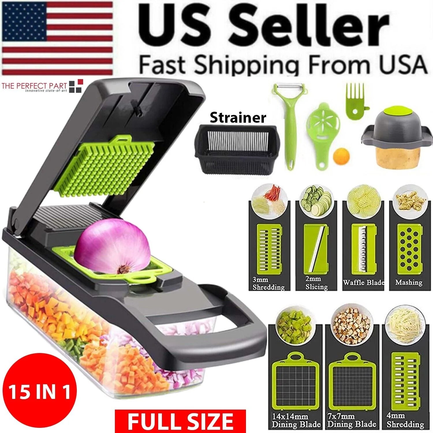14-in-1 Vegetable & Fruit Chopper – Professional Grade Slicer, Dicer, Cutter & Kitchen Tool